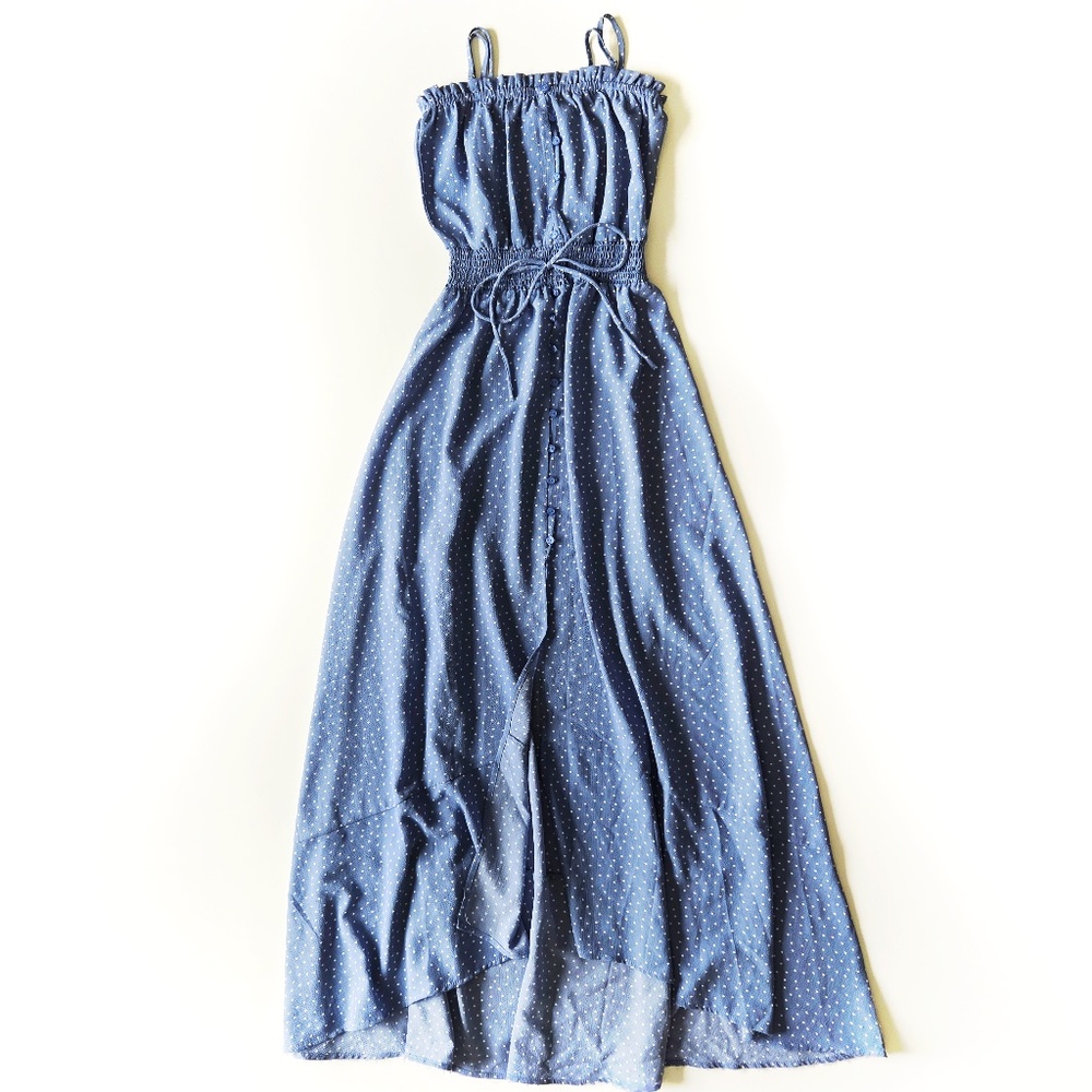 Good Luck Gem Smocked Waist Hi-Lo Maxi Dress